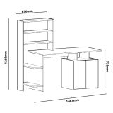 Scrivania Bianco Marrone Noce 6 Ripiani 2 Ante 146x60x74h cm, 6 Vani - Loria