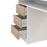Scrivania Bianco Marrone Rovere 3 Cassetti 3 Ripiani 126x55x76h cm, Un'anta - Shanshan