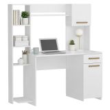 Scrivania Bianco Marrone Rovere 6 Ripiani un Cassetto 120x60x77h cm, 2 Ante - Marrucina