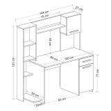 Scrivania Bianco Marrone Rovere 6 Ripiani un Cassetto 120x60x77h cm, 2 Ante - Marrucina