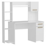 Scrivania Bianco Marrone Rovere 6 Ripiani un Cassetto 120x60x77h cm, 2 Ante - Marrucina