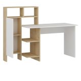Scrivania Bianco Marrone Rovere 7 Ripiani Un'anta 71x60x74h cm, 7 Vani - Jato