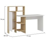 Scrivania Bianco Marrone Rovere 7 Ripiani Un'anta 71x60x74h cm, 7 Vani - Jato