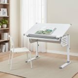 Scrivania Bianco Materiale Piano in Legno Nobilitato Colore Ripiano Bianco 110x55x68h cm, - Saiano