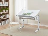 Scrivania Bianco Materiale Piano in Legno Nobilitato Colore Ripiano Bianco 110x55x68h cm, - Saiano