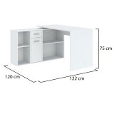 Scrivania Bianco Modulabile Angolare 122x120x75h cm, un Cassetto - Linare