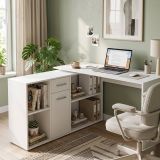 Scrivania Bianco Modulabile Angolare 122x120x75h cm, un Cassetto - Linare