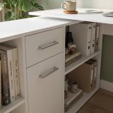 Scrivania Bianco Modulabile Angolare 122x120x75h cm, un Cassetto - Linare