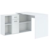 Scrivania Bianco Modulabile Angolare 122x120x75h cm, un Cassetto - Linare