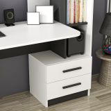 Scrivania Bianco Nero 7 Ripiani 2 Cassetti 120x60x74h cm, 4 Vani - Thiesi