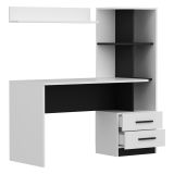 Scrivania Bianco Nero 7 Ripiani 2 Cassetti 120x60x74h cm, 4 Vani - Thiesi
