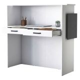 Scrivania Bianco Nero Antracite un Ripiano 2 Cassetti 110x40x110h cm, Banco Reception - Volano