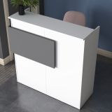 Scrivania Bianco Nero Antracite un Ripiano 2 Cassetti 110x40x110h cm, Banco Reception - Volano