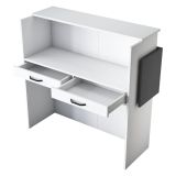 Scrivania Bianco Nero Antracite un Ripiano 2 Cassetti 110x40x110h cm, Banco Reception - Volano