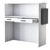 Scrivania Bianco Nero Antracite un Ripiano 2 Cassetti 110x40x110h cm, Banco Reception - Volano