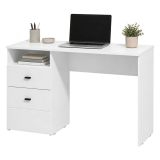 Scrivania Bianco Opaco Nero 2 Cassetti 2 Ripiani 127x51x77h cm, un Vano - Frutal