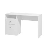Scrivania Bianco Opaco Nero 2 Cassetti 2 Ripiani 127x51x77h cm, un Vano - Frutal