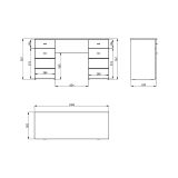 Scrivania Bianco Opaco Nero 2 Cassetti 3 Ripiani 140x50x77h cm, 2 Ante - Ziro