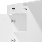 Scrivania Bianco Opaco Nero 2 Cassetti 3 Ripiani 140x50x77h cm, 2 Ante - Ziro