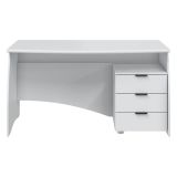 Scrivania Bianco Opaco Nero 3 Cassetti un Ripiano 136x67x72h cm, Sfumatura Colore Struttura Opaco - Azziz