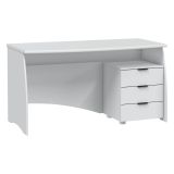 Scrivania Bianco Opaco Nero 3 Cassetti un Ripiano 136x67x72h cm, Sfumatura Colore Struttura Opaco - Azziz