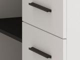 Scrivania Bianco Opaco Nero Angolare 3 Ripiani 137.5x101.5x75h cm, 3 Cassetti - Sapri