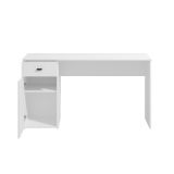 Scrivania Bianco Opaco Nero un Cassetto un Ripiano 140x50x77h cm, Un'anta - Porven