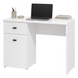 Scrivania Bianco Opaco Nero un Cassetto un Ripiano 98x45x74h cm, Un'anta - Cocham