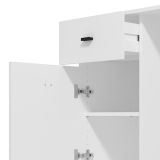 Scrivania Bianco Opaco Nero un Cassetto un Ripiano 98x45x74h cm, Un'anta - Cocham