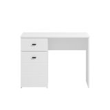 Scrivania Bianco Opaco Nero un Cassetto un Ripiano 98x45x74h cm, Un'anta - Cocham