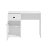 Scrivania Bianco Opaco Nero un Cassetto un Ripiano 98x45x74h cm, Un'anta - Cocham