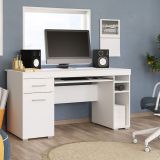 Scrivania Bianco Opaco un Cassetto 5 Ripiani 145x65.5x75.5h cm, Un'anta - Massafra