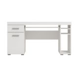 Scrivania Bianco Opaco un Cassetto 5 Ripiani 145x65.5x75.5h cm, Un'anta - Massafra