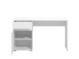 Scrivania Bianco un Cassetto un Ripiano 130x50x75.5h cm, Un'anta - Cambio