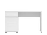Scrivania Bianco un Cassetto un Ripiano 130x50x75.5h cm, Un'anta - Cambio