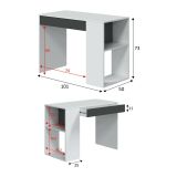 Scrivania Boise, Scrittoio multifunzione reversibile con cassetto, Tavolo da studio o ufficio porta PC, 101x50h73 cm, Bianco e Antracite