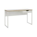 Scrivania Brielle, Scrittoio multiuso, Tavolo per ufficio porta PC, Piano di lavoro, 130x48 h77 cm, Bianco