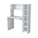Scrivania Callidora, Scrittoio angolare, Tavolo ufficio multiuso, Scrivania salvaspazio multi posizione, 113x40h142 cm, Bianco