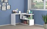 Scrivania Candido, Scrittoio angolare porta PC, Tavolo multiuso per ufficio, Scrivania salvaspazio multiposizione, 100% Made in Italy, cm 120x50h75, Bianco lucido
