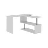 Scrivania Candido, Scrittoio angolare porta PC, Tavolo multiuso per ufficio, Scrivania salvaspazio multiposizione, 100% Made in Italy, cm 120x50h75, Bianco lucido