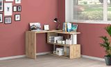Scrivania Candido, Scrittoio angolare porta PC, Tavolo multiuso per ufficio, Scrivania salvaspazio multiposizione, 100% Made in Italy, cm 120x50h75, Rovere