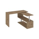 Scrivania Candido, Scrittoio angolare porta PC, Tavolo multiuso per ufficio, Scrivania salvaspazio multiposizione, 100% Made in Italy, cm 120x50h75, Rovere