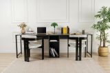 Scrivania Caprioli, Scrittoio multiuso, Tavolo per ufficio porta PC, Piano di lavoro, 240x60 h74 cm, Antracite