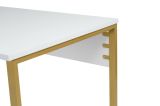 Scrivania Caprioli, Scrittoio multiuso, Tavolo per ufficio porta PC, Piano di lavoro, 240x60 h74 cm, Bianco e Oro
