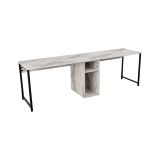 Scrivania Caprioli, Scrittoio multiuso, Tavolo per ufficio porta PC, Piano di lavoro, 240x60 h74 cm, Marmo e Nero
