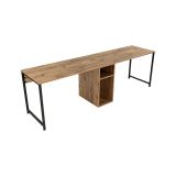 Scrivania Caprioli, Scrittoio multiuso, Tavolo per ufficio porta PC, Piano di lavoro, 240x60 h74 cm, Pino e Nero