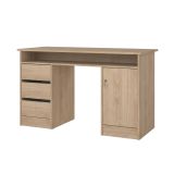 Scrivania Carine, Scrittoio multiuso, Tavolo per ufficio porta PC, Piano di lavoro, 55x126 h76 cm, Rovere