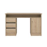 Scrivania Carine, Scrittoio multiuso, Tavolo per ufficio porta PC, Piano di lavoro, 55x126 h76 cm, Rovere
