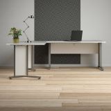 Scrivania Cezannine, Scrittoio multiuso, Tavolo per ufficio porta PC, Piano di lavoro, 200x230 h75 cm, Bianco e Grigio