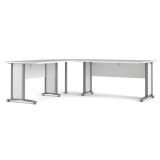 Scrivania Cezannine, Scrittoio multiuso, Tavolo per ufficio porta PC, Piano di lavoro, 200x230 h75 cm, Bianco e Grigio